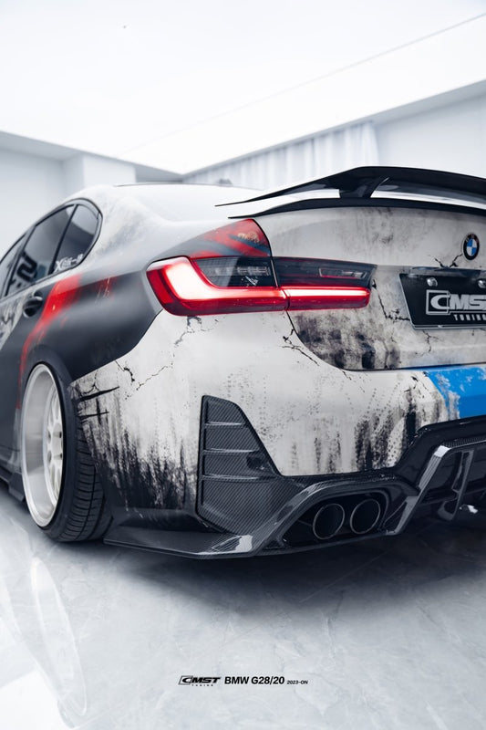 BMW 3 Series 330i M340i G20 G28 Pre-LCI 2020-2022 & 3 Series 330i M340i G20 G28 LCI 2023-ON & M3 G80 2021-ON with Aftermarket Parts - Pre-preg Carbon & FRP Rear Spoiler from CMST Tuning