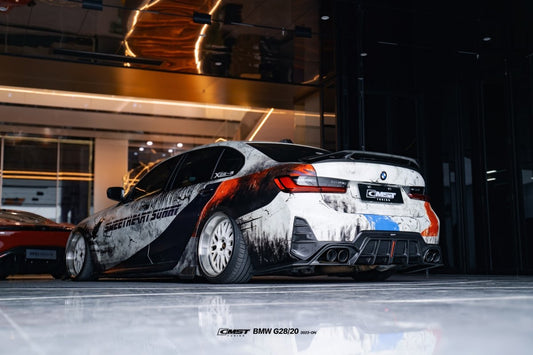 BMW 3 Series 330i M340i G20 G28 Pre-LCI 2020-2022 & 3 Series 330i M340i G20 G28 LCI 2023-ON & M3 G80 2021-ON with Aftermarket Parts - Pre-preg Carbon & FRP Rear Spoiler from CMST Tuning