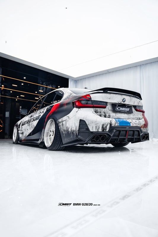 BMW 3 Series 330i M340i G20 G28 Pre-LCI 2020-2022 & 3 Series 330i M340i G20 G28 LCI 2023-ON & M3 G80 2021-ON with Aftermarket Parts - Pre-preg Carbon & FRP Rear Spoiler from CMST Tuning