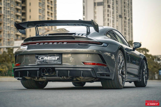 Porsche 911 992 992.1 Carerra Base/S/T/4/4S/Targa 4/Targa 4S/GTS 2020-2024 with Aftermarket Parts - V2 & GT3 Style Carbon Fiber & FRP Rear Spoiler Wing from CMST Tuning