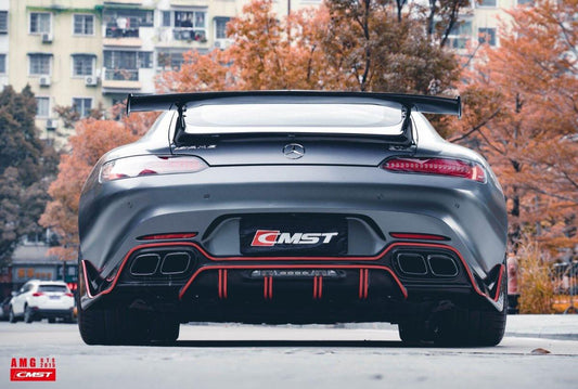 Mercedes Benz AMG GT Base GTS GTC C190 2016-2021 (suitable for hardtop coupe with active aero spoiler, fix wing versions require OEM part 190 790 03 88) with Aftermarket Parts - V1 Style Carbon Fiber & FRP Rear Spoiler Wing from CMST Tuning