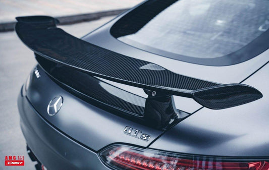 Mercedes Benz AMG GT Base GTS GTC C190 2016-2021 (suitable for hardtop coupe with active aero spoiler, fix wing versions require OEM part 190 790 03 88) with Aftermarket Parts - V1 Style Carbon Fiber & FRP Rear Spoiler Wing from CMST Tuning