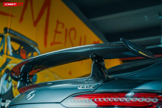 Mercedes Benz AMG GT Base GTS GTC C190 2016-2021 (suitable for hardtop coupe with active aero spoiler, fix wing versions require OEM part 190 790 03 88) with Aftermarket Parts - V1 Style Carbon Fiber & FRP Rear Spoiler Wing from CMST Tuning