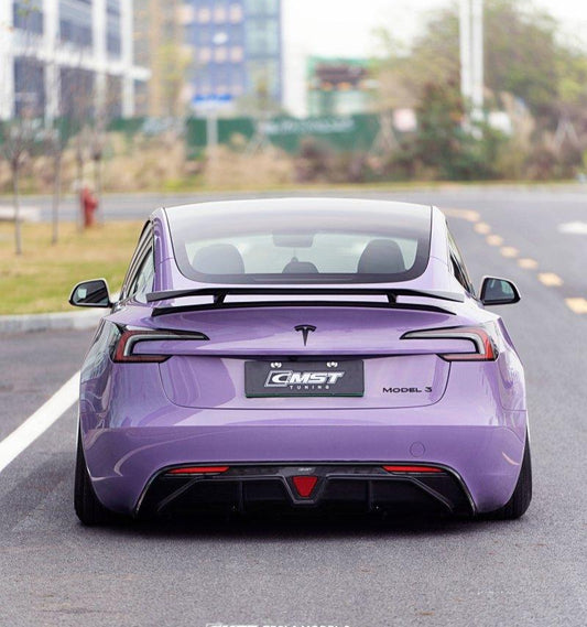 Tesla Model 3 Highland / Performance 2024-ON with Aftermarket Parts - V1 Style Rear Spoiler Carbon Fiber from CMST Tuning