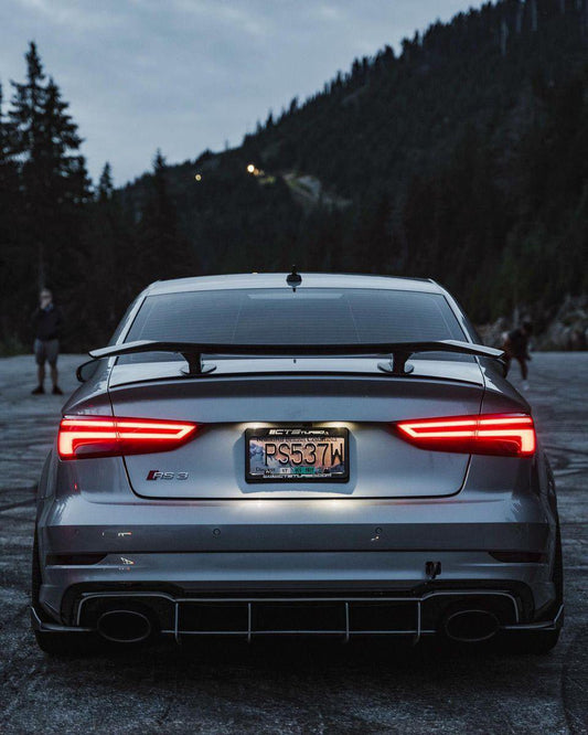 Audi RS3 S3 A3 8V/8V.5 2014 2015 2016 2017 2018 2019 2020 with Aftermarket Parts - V3 Style Rear Spoiler Wing Carbon Fiber from CMST Tuning
