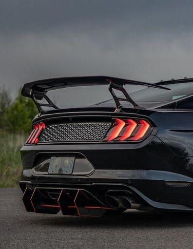 Ford Mustang GT 5.0 Mach1 Bullitt V6 3.6 Ecoboost 2.3 S550.1 S550.2 2015-2023 with Aftermarket Parts - V4 Style Rear Wing Carbon Fiber / FRP from CMST Tuning