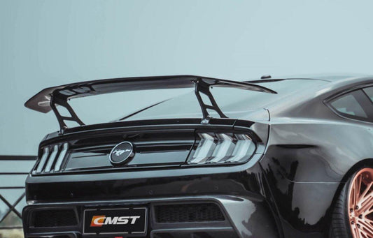 Ford Mustang GT 5.0 Mach1 Bullitt V6 3.6 Ecoboost 2.3 S550.1 S550.2 2015-2023 with Aftermarket Parts - V4 Style Rear Wing Carbon Fiber / FRP from CMST Tuning
