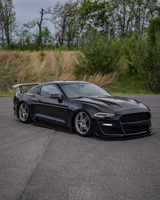 Ford Mustang GT 5.0 Mach1 Bullitt V6 3.6 Ecoboost 2.3 S550.1 S550.2 2015-2023 with Aftermarket Parts - V4 Style Rear Wing Carbon Fiber / FRP from CMST Tuning