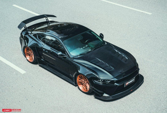 Ford Mustang GT 5.0 Mach1 Bullitt V6 3.6 Ecoboost 2.3 S550.1 S550.2 2015-2023 with Aftermarket Parts - V4 Style Rear Wing Carbon Fiber / FRP from CMST Tuning