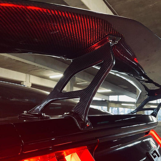 Ford Mustang GT 5.0 Mach1 Bullitt V6 3.6 Ecoboost 2.3 S550.1 S550.2 2015-2023 with Aftermarket Parts - V4 Style Rear Wing Carbon Fiber / FRP from CMST Tuning