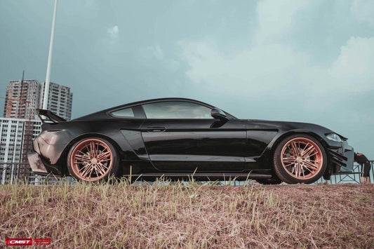Ford Mustang GT 5.0 Mach1 Bullitt V6 3.6 Ecoboost 2.3 S550.1 S550.2 2015-2023 with Aftermarket Parts - V4 Style Rear Wing Carbon Fiber / FRP from CMST Tuning