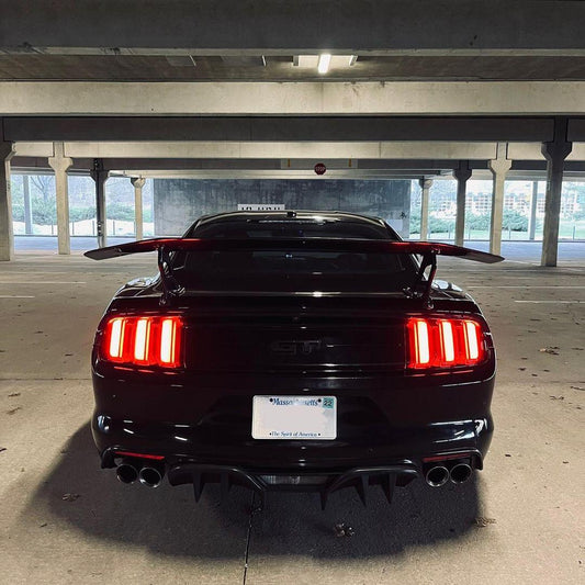 Ford Mustang GT 5.0 Mach1 Bullitt V6 3.6 Ecoboost 2.3 S550.1 S550.2 2015-2023 with Aftermarket Parts - V4 Style Rear Wing Carbon Fiber / FRP from CMST Tuning