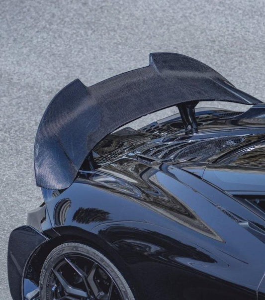 McLaren 720s 2018-2023 with Aftermarket Parts - 765lt Conversion Style Rear Spoiler Wing Carbon Fiber / FRP from CMST Tuning
