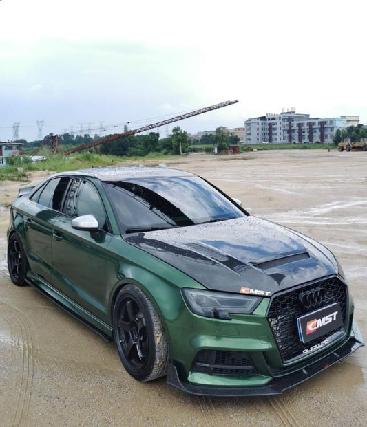Audi RS3 S3 A3 8V/8V.5 2014 2015 2016 2017 2018 2019 2020 with Aftermarket Parts - Side Skirts Carbon Fiber from CMST Tuning