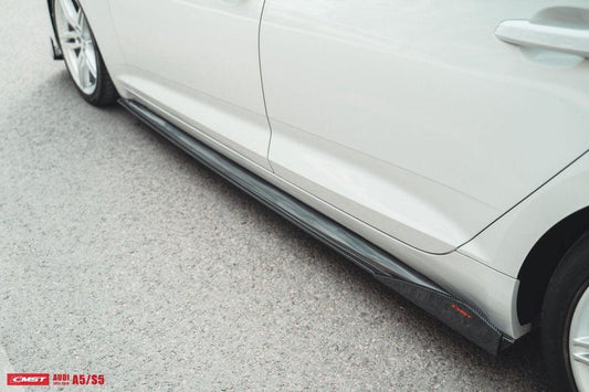 Audi S5 A5 S-line B9 2017 2018 2019 with Aftermarket Parts - Side Skirts Carbon Fiber from CMST Tuning