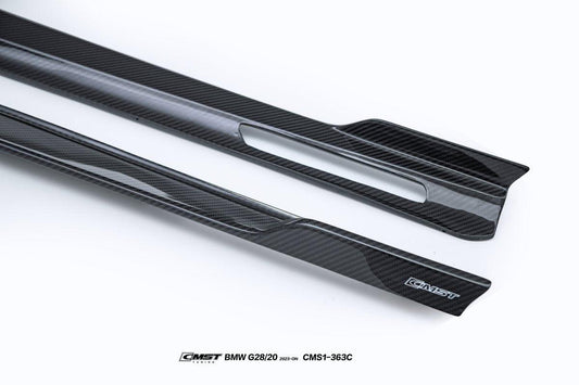 BMW 3 Series 330i M340i G20 G21 LCI 2023-ON (fitment for 330i requires M-Sport package bumper) with Aftermarket Parts - Pre-preg Carbon & FRP Side Skirts from CMST Tuning
