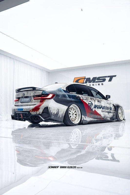 BMW 3 Series 330i M340i G20 G21 LCI 2023-ON (fitment for 330i requires M-Sport package bumper) with Aftermarket Parts - Pre-preg Carbon & FRP Side Skirts from CMST Tuning