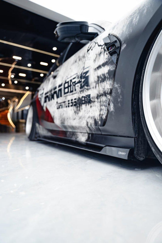 BMW 3 Series 330i M340i G20 G21 LCI 2023-ON (fitment for 330i requires M-Sport package bumper) with Aftermarket Parts - Pre-preg Carbon & FRP Side Skirts from CMST Tuning