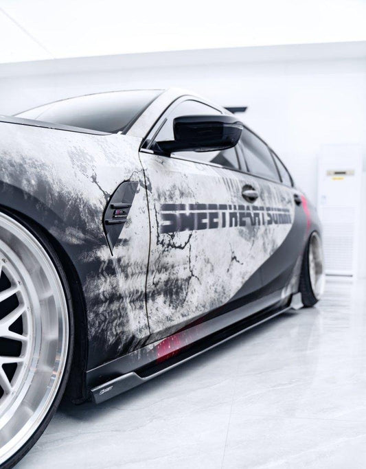 BMW 3 Series 330i M340i G20 G21 LCI 2023-ON (fitment for 330i requires M-Sport package bumper) with Aftermarket Parts - Pre-preg Carbon & FRP Side Skirts from CMST Tuning