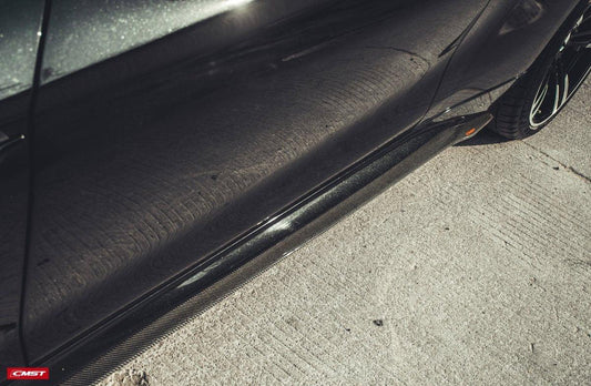 BMW F87 M2 M2C 2016-2021 with Aftermarket Parts - Vacuumed Carbon Side Skirts from CMST Tuning