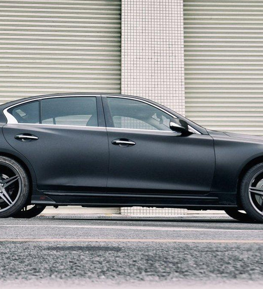 Infiniti Q50 Red Sport 400 Luxe Sensory Signature Premium Pure 2014 2015 2016 2017 2018 2019 2020 2021 2022 2023 2024 with Aftermarket Parts - Side Skirts Carbon Fiber / FRP from CMST Tuning