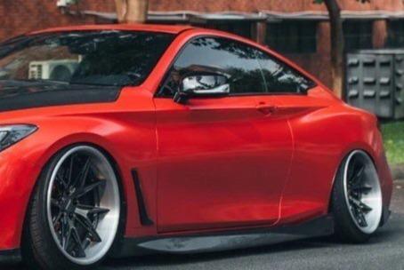 Infiniti Q60 Red Sport 400 Premium Luxe Sport Pure 2017-2022 with Aftermarket Parts - Side Skirts Carbon Fiber/FRP from CMST Tuning