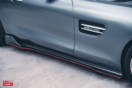 Mercedes Benz AMG GT GTS C190 2016-2019 with Aftermarket Parts - Vacuumed Carbon & FRP Side Skirts from CMST Tuning