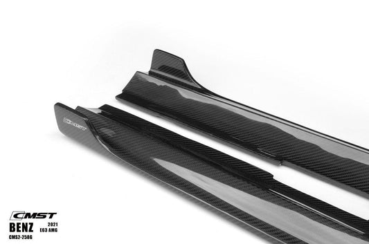 Mercedes Benz E-Class E63S E63 E53 E43 AMG E550 E450 E400 E350 E300 W213 2017-2023 with Aftermarket Parts - Carbon Fiber FRP Side Skirts from CMST Tuning