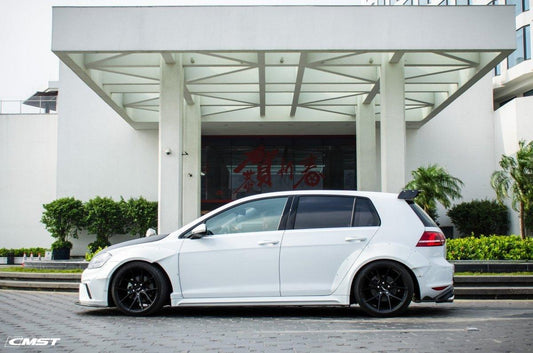 Volkswagen Golf R GTI Base MK7 MK7.5 2015-2021 (designed to be installed together with CMST widebody wheel arches) with Aftermarket Parts - Widebody Style Side Skirts Carbon Fiber / FRP from CMST Tuning