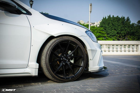 Volkswagen Golf R GTI Base MK7 MK7.5 2015-2021 (designed to be installed together with CMST widebody wheel arches) with Aftermarket Parts - Widebody Style Side Skirts Carbon Fiber / FRP from CMST Tuning