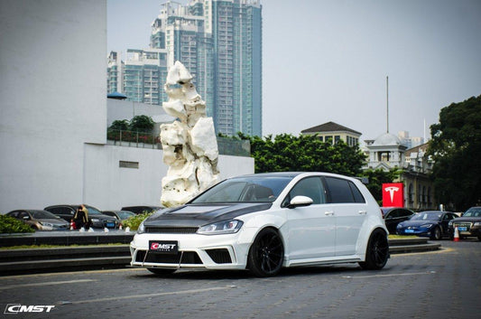 Volkswagen Golf R GTI Base MK7 MK7.5 2015-2021 (designed to be installed together with CMST widebody wheel arches) with Aftermarket Parts - Widebody Style Side Skirts Carbon Fiber / FRP from CMST Tuning