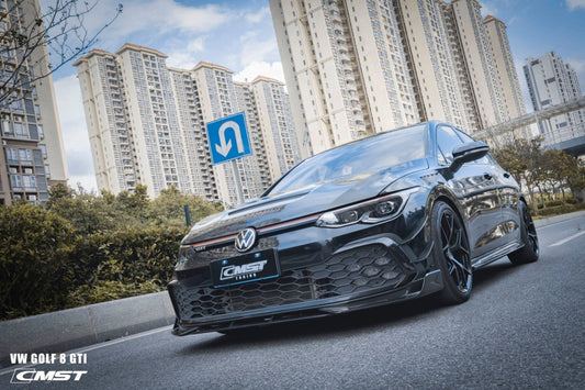 Volkswagen Golf R GTI MK8 2022-ON with Aftermarket Parts - Pre-preg Carbon Fiber / FRP Side Skirts from CMST Tuning