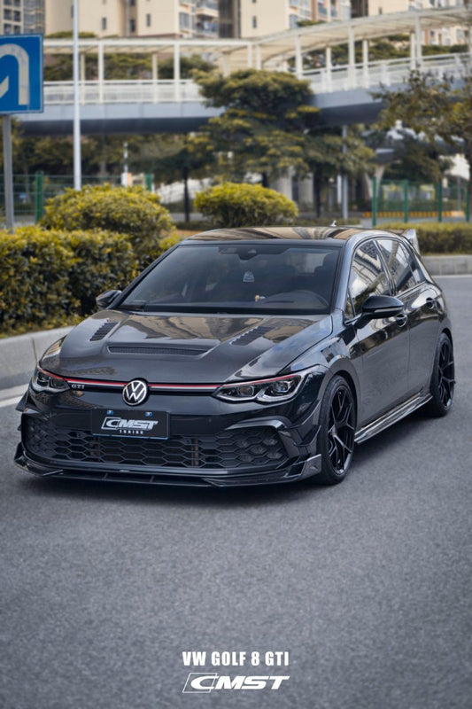 Volkswagen Golf R GTI MK8 2022-ON with Aftermarket Parts - Pre-preg Carbon Fiber / FRP Side Skirts from CMST Tuning