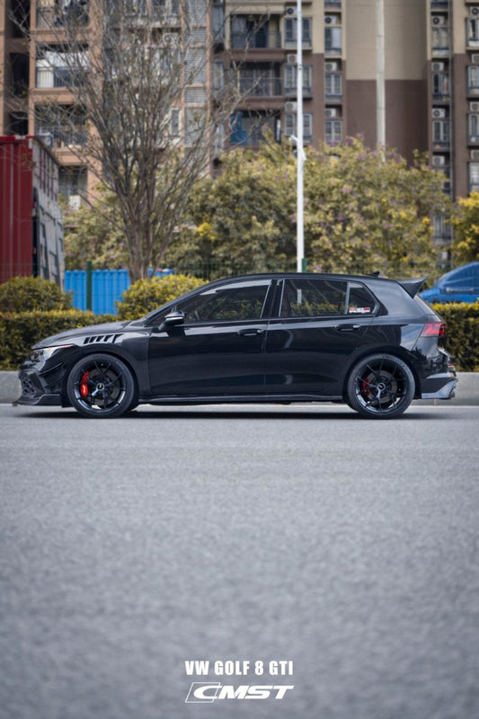 Volkswagen Golf R GTI MK8 2022-ON with Aftermarket Parts - Pre-preg Carbon Fiber / FRP Side Skirts from CMST Tuning