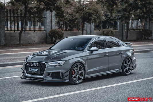 Audi RS3 8V.5 2018 2019 2020 with Aftermarket Parts - Side Skirts Carbon Fiber from CMST Tuning
