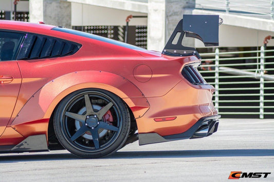 Ford Mustang GT 5.0 Mach1 Bullitt V6 3.6 Ecoboost 2.3 S550.1 S550.2 2015-2023 with Aftermarket Parts - V3 Extreme GT Style Rear Wing Carbon Fiber / FRP from CMST Tuning