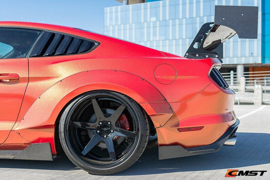 Ford Mustang GT 5.0 Mach1 Bullitt V6 3.6 Ecoboost 2.3 S550.1 S550.2 2015-2023 with Aftermarket Parts - V3 Extreme GT Style Rear Wing Carbon Fiber / FRP from CMST Tuning