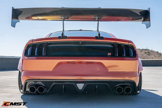 Ford Mustang GT 5.0 Mach1 Bullitt V6 3.6 Ecoboost 2.3 S550.1 S550.2 2015-2023 with Aftermarket Parts - V3 Extreme GT Style Rear Wing Carbon Fiber / FRP from CMST Tuning