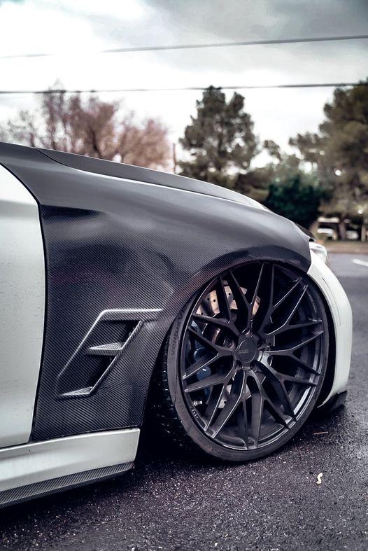 BMW F87 M2 M2C 2016-2021 with Aftermarket Parts - Vacuumed Carbon Vented Fenders from CMST Tuning