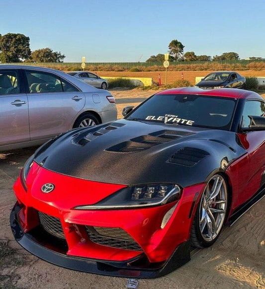 Toyota Supra MK5 A90 A91 3.0 2.0 2020-ON with Aftermarket Parts - V1 Vented Style Hood Bonnet Carbon Fiber / FRP from CMST Tuning
