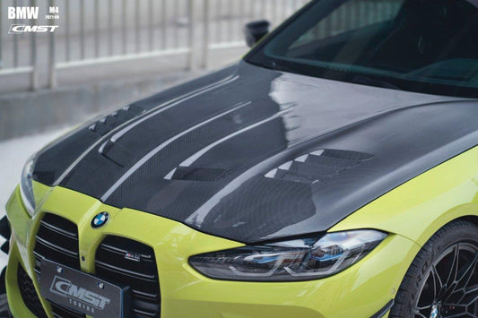 BMW M3/M3C G80 G81 2021-ON & M4/M4C G82/G83 2021-ON with Aftermarket Parts - V2 Style Carbon Fiber & FRP Hood Bonnet from CMST Tuning
