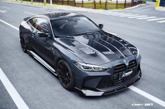 BMW M3/M3C G80 G81 2021-ON & M4/M4C G82/G83 2021-ON with Aftermarket Parts - V2 Style Carbon Fiber & FRP Hood Bonnet from CMST Tuning