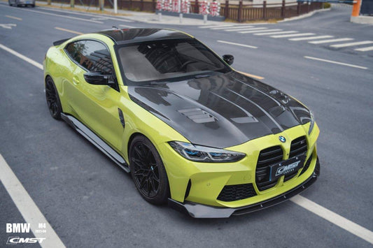 BMW M3/M3C G80 G81 2021-ON & M4/M4C G82/G83 2021-ON with Aftermarket Parts - V2 Style Carbon Fiber & FRP Hood Bonnet from CMST Tuning