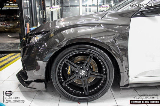 Honda Civic 10th Gen FC1 FC2 FC5 FC6 2016-2021 & Civic 10th Gen FC3 FC4 FK7 2017-2021 with Aftermarket Parts - Widebody Fenders & Wheel Arches Carbon Fiber / FRP from CMST Tuning