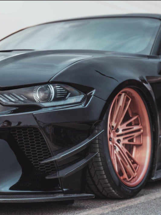 Ford Mustang GT 5.0 Mach1 Bullitt Ecoboost 2.3 S550.2 2018-2023 (Designed to be compatible with CMST S550.2 Widebody Front Fenders & Wheel Arches only.does not fit stock bumper.) with Aftermarket Parts - Widebody Style Front Canards Carbon Fiber / FRP from CMST Tuning