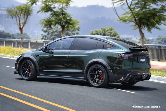 Tesla Model X Plaid Long Range Base 2022 With sensors & 2023-ON Without sensors with Aftermarket Parts - Widebody Wheel Arches Carbon Fiber / FRP from CMST Tuning