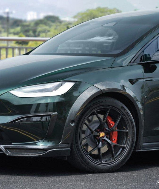 Tesla Model X Plaid Long Range Base 2022 With sensors & 2023-ON Without sensors with Aftermarket Parts - Widebody Wheel Arches Carbon Fiber / FRP from CMST Tuning