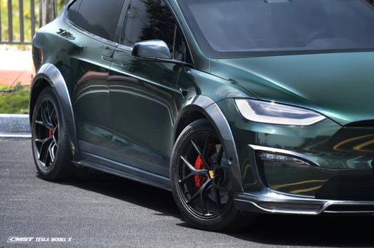 Tesla Model X Plaid Long Range Base 2022 With sensors & 2023-ON Without sensors with Aftermarket Parts - Widebody Wheel Arches Carbon Fiber / FRP from CMST Tuning