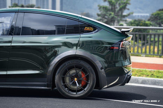 Tesla Model X Plaid Long Range Base 2022 With sensors & 2023-ON Without sensors with Aftermarket Parts - Widebody Wheel Arches Carbon Fiber / FRP from CMST Tuning