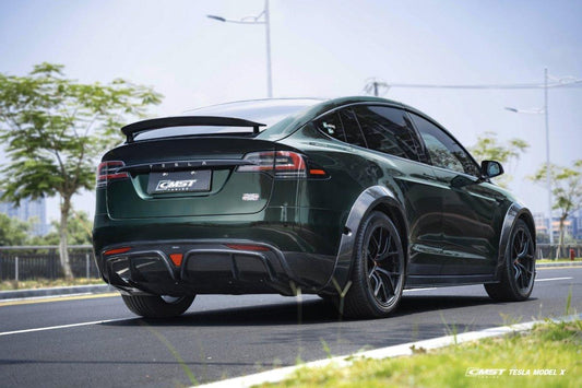 Tesla Model X Plaid Long Range Base 2022 With sensors & 2023-ON Without sensors with Aftermarket Parts - Widebody Wheel Arches Carbon Fiber / FRP from CMST Tuning